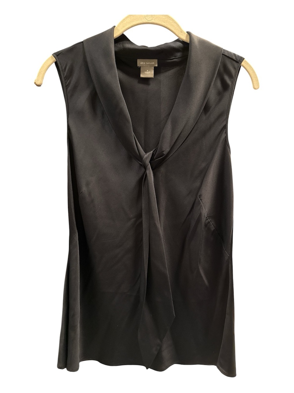 Ann Taylor Navy Blue Silk Tie-Neck Sleeveless Camisole